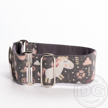 Halsband Martingale:   Pink Unicorn  DG Dog Gear    Model 6: für Greyhound, großer Podenco